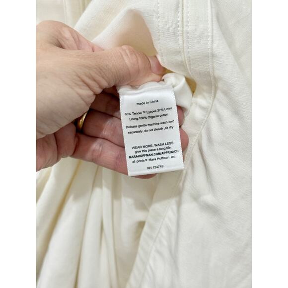 Mara Hoffman Leonara Linen Blend Off-the-Shoulder A-Line Midi Dress White Small - Picture 6 of 6